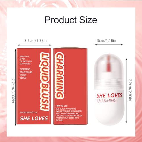 Liquid Blush 20ml Matte Velvet Blush Nude,Long Lasting Colour Mist Blush,Lip and Cheek Blush Tint,Liquid Blush Makeup,Lightweight Moisturizing Beauty Makeup for Cheeks - Image 3