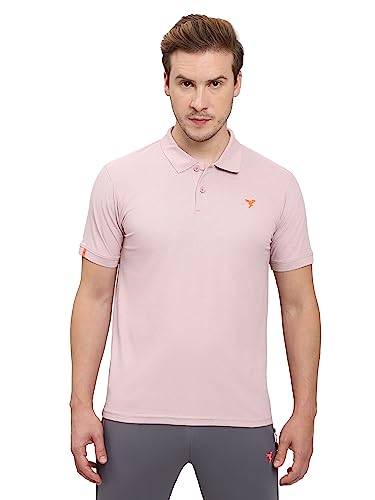 Image of TECHNOSPORT Men's Polyester Slim Fit Self-Design Short Sleeve Polo Matpiq T-Shirt with Anti Microbial, Techno Dry for Regular and Casual Use