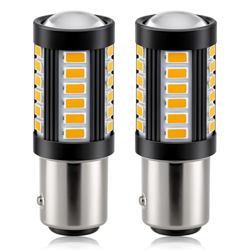 1157 P21/5W Bombillas LED para Coche Amarillo 900LM Ultra Brillante 33 SMD LED Freno de Luz de Retroceso 12 30V 3.6W para AutomóViles Luz Marcha Atrás Luces Diurnas Led Faros Antiniebla Traseras 2pcs