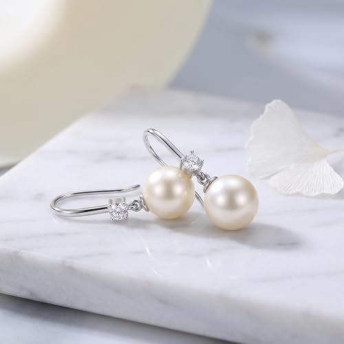 COYATE White Freshwater Pearl Drop Earrings with Premium Cubic Zirconia - image 5