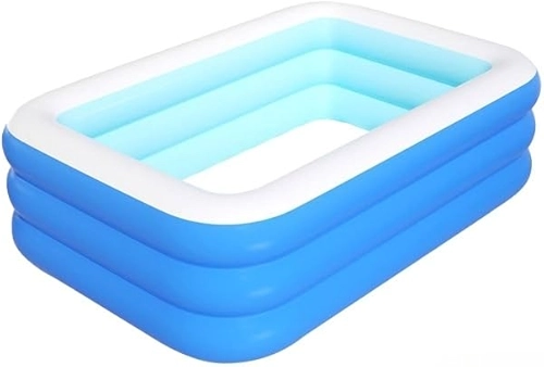 Piscina Inflável Retangular Familiar - PVC Reforçado, 4 Tamanhos (150 a 260cm), Azul, Alta Resistência, Ideal para Crianças e Adultos, Verão no Jardim ou Quintal(Sem bomba de ar,1.8m)