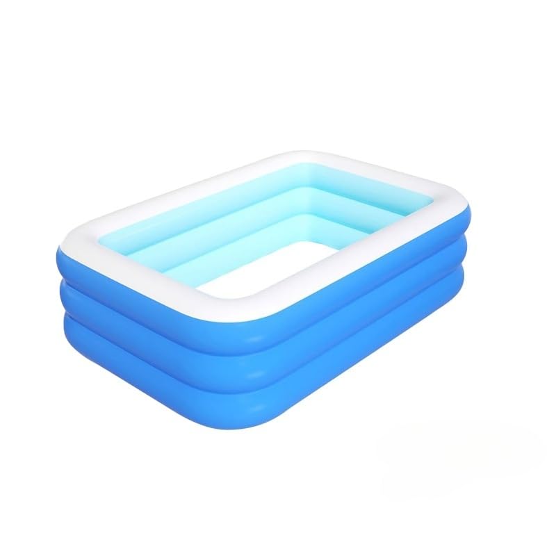 Piscina Inflável Retangular Familiar - PVC Reforçado, 4 Tamanhos (150 a 260cm), Azul, Alta Resistência, Ideal para Crianças e Adultos, Verão no Jardim ou Quintal(Sem bomba de ar,1.8m)