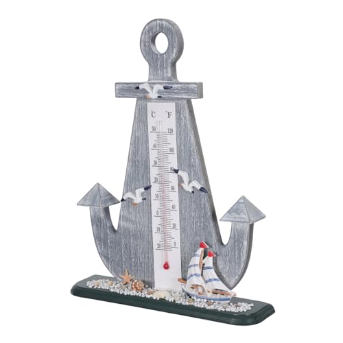 Thermomètre d'intérieur décoration nautique compacte en métal rétro pour maison et bureau