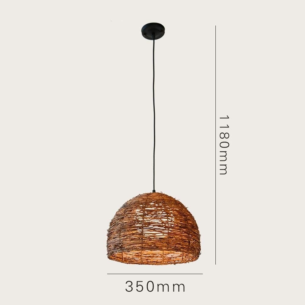 Generico LAUMZX Lampada a sospensione, lampada a Boho in vimini naturale, da soffitto a nido d'uccello a cupola, lampadario rustico fatto a mano for isola cucina, sala pranzo, camera letto