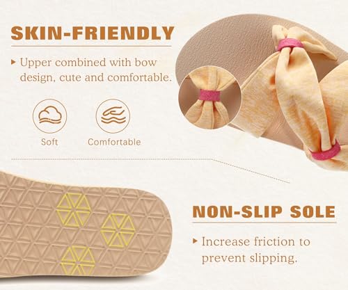 Image of KuaiLu Womens Dressy Bow Sandals Arch Support Yoga Foam Cushion Comfortable Walking Slides Open Toe Summer Beach Indoor Outdoor Slippers