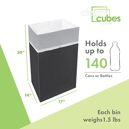 Image of Clean Cubes 30 Gallon Pop-Up Trash Cans 3-Pack, Instant Extra Trash Space | Extra Trash Space Without Mess, No Tape or Assembly Required, Pre-Fitted Liner Inside, Wire-Reinforced Opening, Black