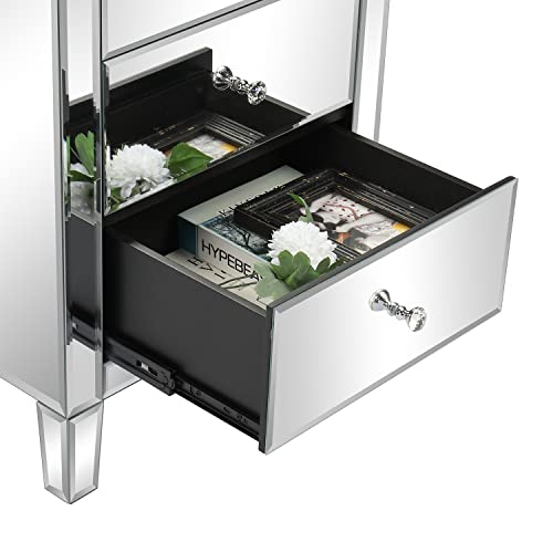 Frithjill 42'' Tall 5 - Drawer Mirrored Accent Chest, Silver Mirrored Dresser #TOP6