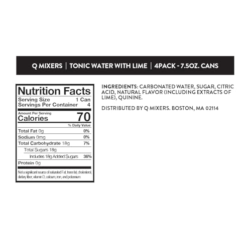Image of Q MIXERS TONIC WATER with LIME - Real Quinine & Lime Extract - Ideal for Cocktails & Mocktails - Made with Real Ingredients, Perfectly Carbonated & Lightly Sweet - 7.5 Fl oz (Pack of 24)