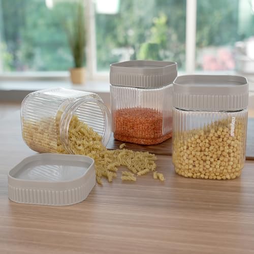 Image of Nayasa Refresh Container 750 ML BPA Free Food Grade Airtight Kitchen Storage Stackable Containers- Set Of 6 | Grey