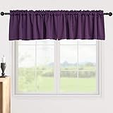 Pickluc Blackout Valance Curtains 18 Inches Long, Short Curtains with Rod Pocket for Window in Kitch