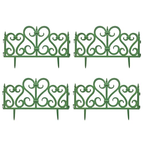 Acan Tradineur - Pack de 4 Vallas de plástico Decorativas de jardín, Borde para Plantas, Flores, Césped, decoración de Exterior (Verde - 60 x 28 cm)
