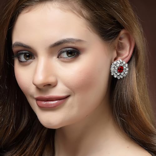 Image of Karatcart Women Green American Diamond Stud Earrings