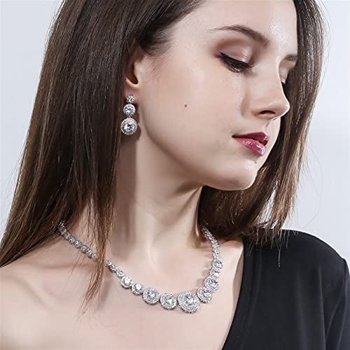 Juegos de joyas para novias de boda con circonita cúbica redonda micro incrustaciones mujeres