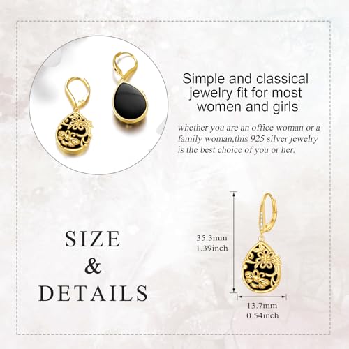 Image of LUHE Bee Earrings for Women 925 Sterling Silver Bumble Earrings with Honeycomb Honeybee Jewelry Dangle Gifts for Women