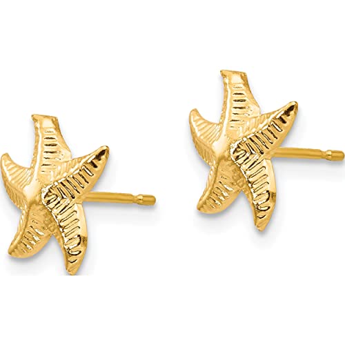 14K Yellow Gold Madi K Starfish Post Earrings (10 X 8) Made In United States se20582