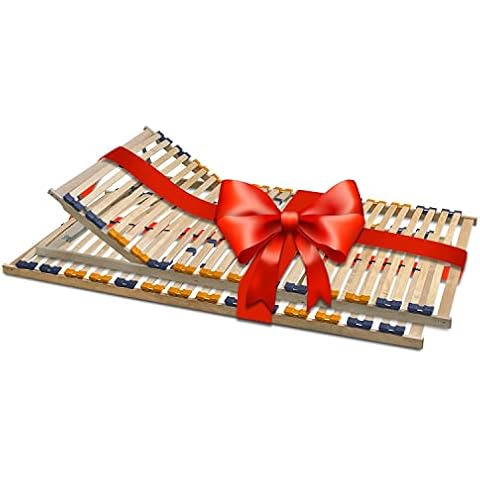 Coemo Partner-Set 2 x Lattenrost MULTIRA 80 x 200 cm 7-Zonen 28 Leisten Kopfteil und Härtegrad verstellbar Cover