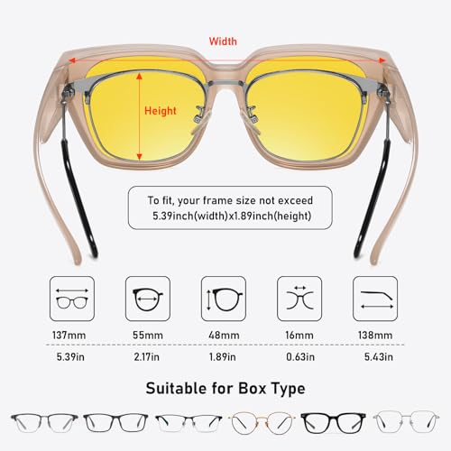 Image of HAOLOTA Night Vision Driving Glasses Fit Over Glasses