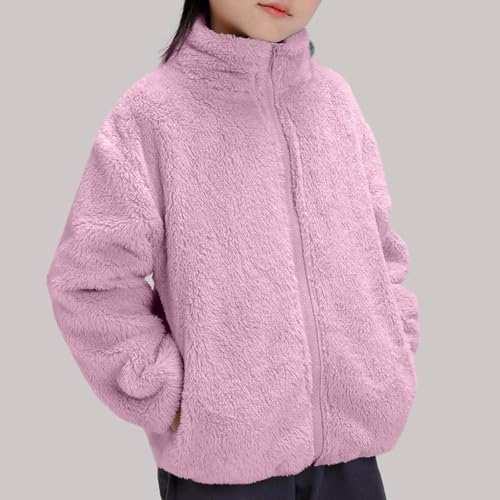 Winter Fuzzy Coats for Girl Double-sided Fleece Cute Jacket Long Sleeve Stand Collar Jackets 2025 Sherpa Fluffy Coat2
