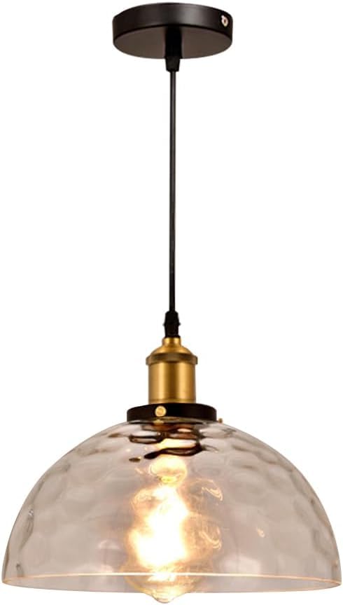 Lampe suspendue en verre martelé rétro HJLJKG pour îlot de cuisine