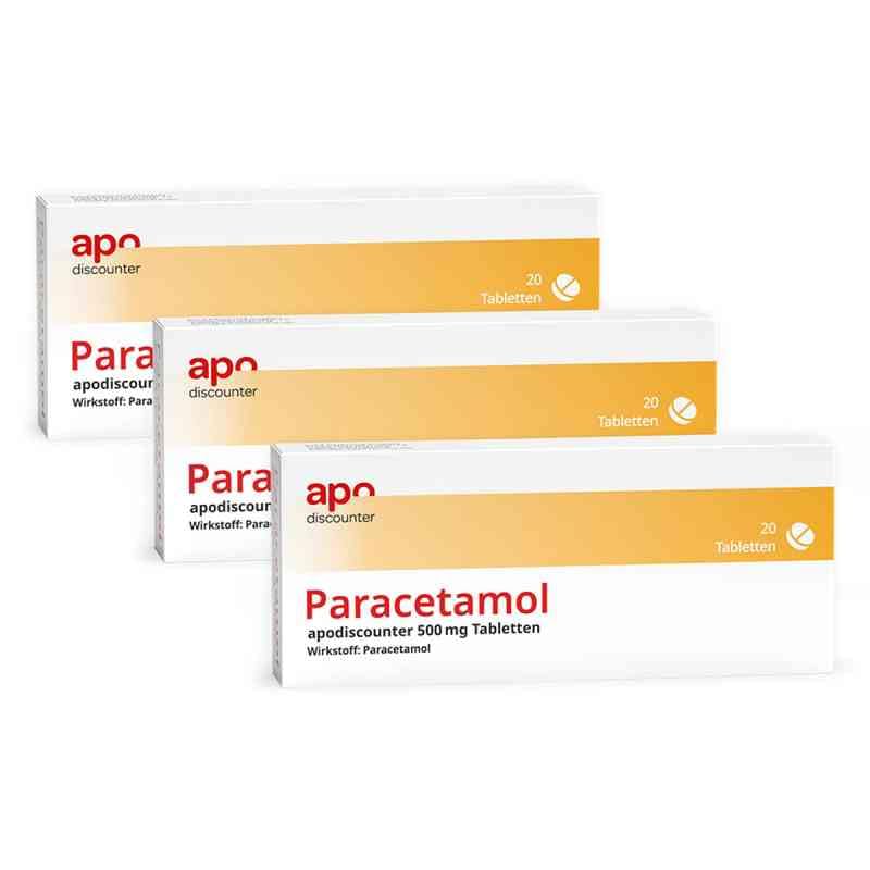apodiscounter Paracetamol 500 mg Tabletten (3x 20 Stück) - Schmerzmittel & Fiebermittel - Schnell Wirksam & Gut Verträglich - Kopfschmerzen Zahnschmerzen & Erkältung