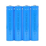 Horbupa 10440 Rechargeable Battery 3.7 Volt Lithium-Ion 350 mAh Batteries 4 Pack, 10 × 43.5 mm Battery for LED Flashlight, GPS,