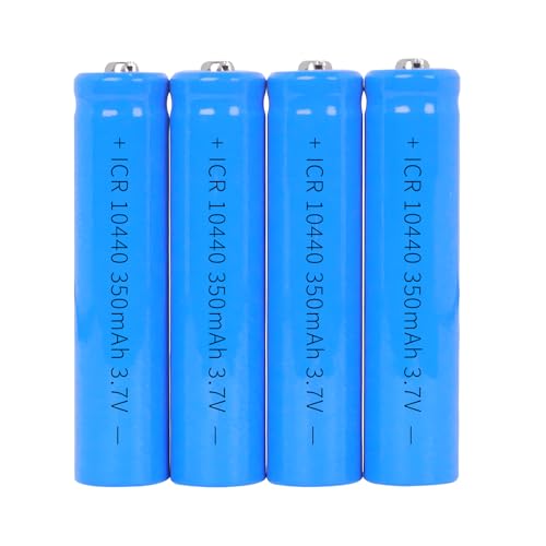Horbupa 10440 Rechargeable Battery 3.7 Volt Lithium-Ion 350 mAh Batteries 4 Pack, 10 × 43.5 mm Battery for LED Flashlight, GPS,
