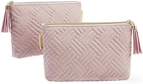 BAGSMART Small Cosmetic Bag, 2Pcs Pink Makeup Bags,Makeup Pouch for Purse,Travel Cosmetic Organizer for Makeup Brushes Lipsticks Electonic Accessories