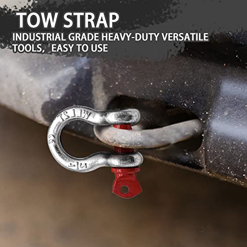 Image of Heavy Duty Tow Straps Recovery Kit, 2 inch x 26ft Recovery Strap with 12000 lbs Break Strength, Heavy Duty Tow Rope D-Ring Shackles for Towing Vehicles, Boats(Yellow)