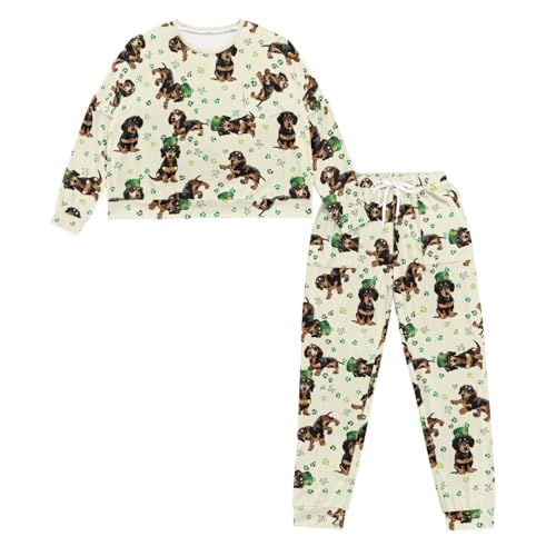Image of Women's 2 Piece Printed Pajama Set Long Sleeve Sleepwear Set with Long Pants Casual Lounge Sets with Pocket