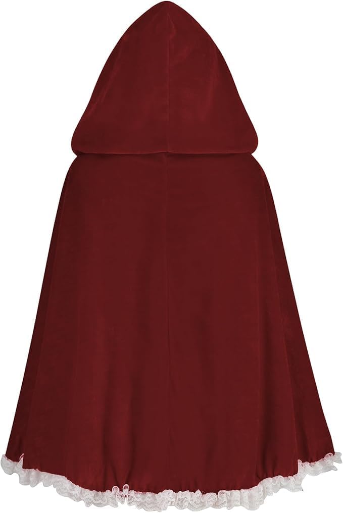 GRAJTCIN Little Red Riding Hood Cape Halloween Christmas Fancy Red Cloak with Hood