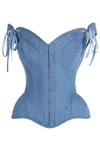 Image of Daisy corsets Women's Daisy Corsets Top Drawer Denim Steel Boned Corset W /Straps