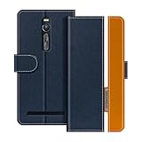 UOGNADGD Lederhülle Kompatibel mit Asus ZenFone 2 Deluxe Klappbares Portemonnaie-Hülle mit Magnetverschluss Ständer & Kartenfächern stoßfestem Schutz (Blau)