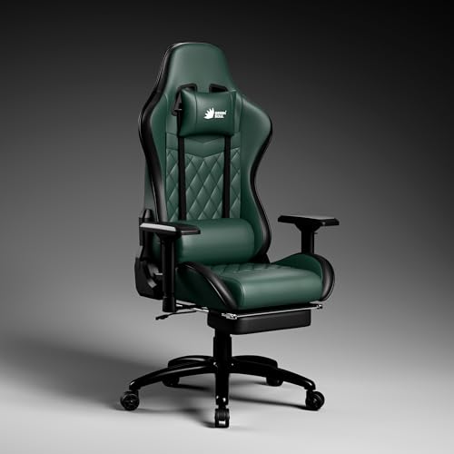 Image of Green Soul Ghost (2026 Edition) Gaming Chair, Premium PU Leatherette Upholstery with Diamond Stitching| 4D Armrest, Footrest, Sturdy Metal Base| 180 Back Recline (Army Green) | Installation Provided