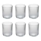 Matière : Verre Paris Prix Secret de Gourmet - Lot de 6 Gobelets Bas Strie Ema 25cl Transparent