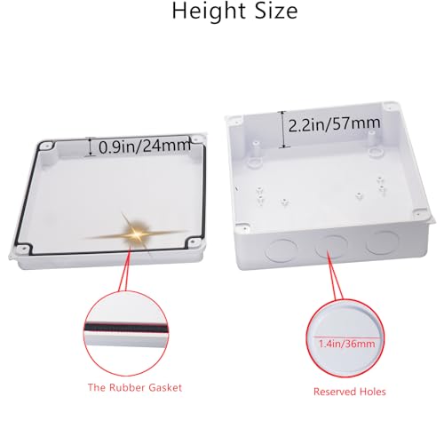 Image of Junction Box Dustproof Waterproof IP65 ABS Plastic Electrical Boxes, Indoor & Outdoor Electrical Power Cord Enclosure Universal Project Box DIY Case White 7.9 x 7.9 x 3.1 inch (200x200x80mm)