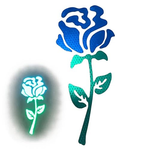 Image of High-Intensity Grade Reflective Rose Car Decal, Customizable, Multiple Colors and Size Options, Blue, 10inches