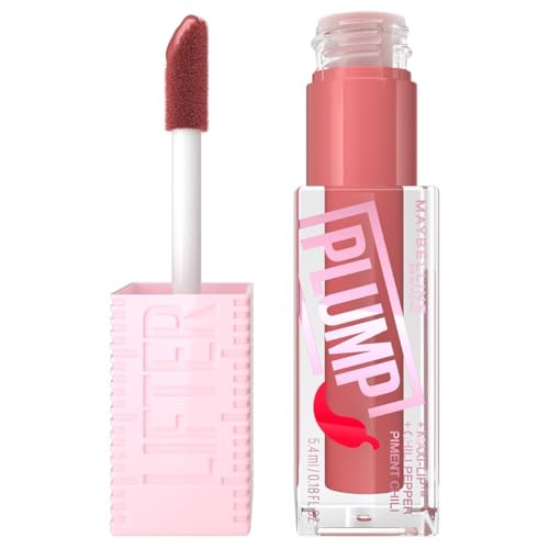 Coloración, Book Maybelline Gloss rellenador de labios, Lifter Plump, tono Peach Fever 005, 5.4 ml - Brillo labial voluminizador, volumen instantáneo y duradero, fórmula...