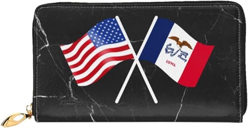 American And Iowa Flag Wallet Card Bag