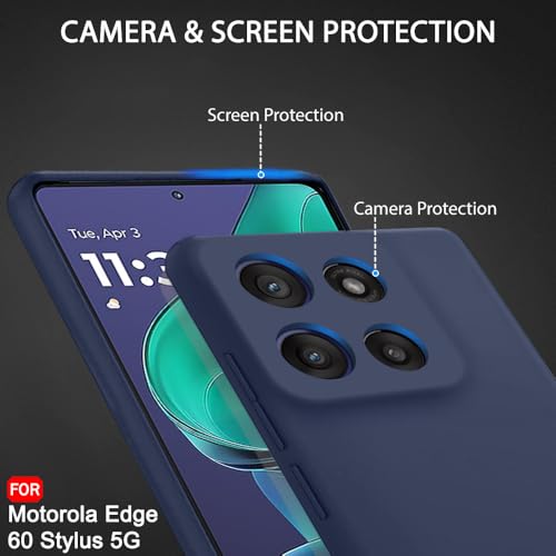 Image of TheGiftKart Liquid Silicone Back Cover Case for Motorola Moto Edge 60 Stylus 5G | Soft Micro-Fibre Lining Inside | Camera & Screen Protection | Shockproof Back Cover Case (Silicone, Blue)