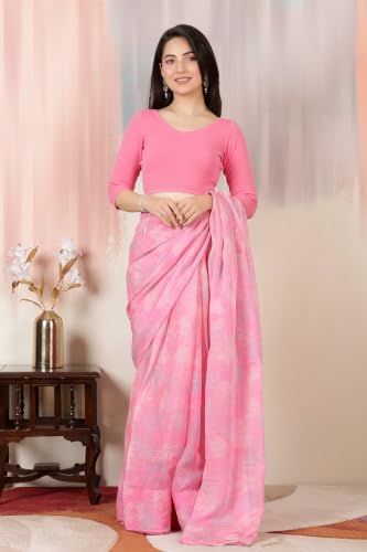 Image of Mlada V-Neck Stretchable Saree Blouse Top for Women | Slim Fit 3 /4th Sleeves Solid Cotton Blouses | Readymade Saree Blouses for Women Festive & Ethnic | Blouse Crop Top