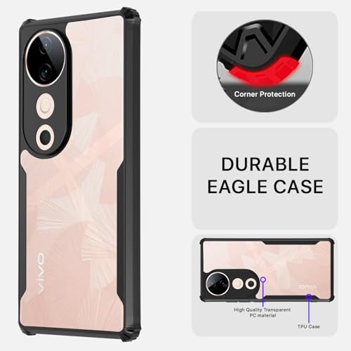 Image of Pikkme Crystal Clear Transparent Back | Ultra Hyrbid | Full Camera Protection | Raised Edge | Bumper Back Case for Vivo S19 5G (Black)