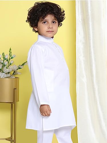Image of AJ DEZINES Kids Cotton Full Sleeve Solid Kurta Pajama Set for Boys - Ethnic wear | Special Occasion & Party Outfit | Mandarin Collar Kurta for boys - Regular Fit