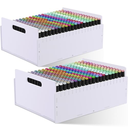 Image of Marker Pen Organizer Holder, Art Marker Storage Rack for Colored Pens Pencils Brushes Adjustable Craft Art Supply Storage for Desk Organizer (300 Slots)
