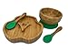 Vajilla infantil de bambú. Set de plato y vaso de bambú con cuchara para bebes