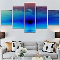 SIGNWIN 5 Panel Canvas Wall Art Modern Art Coastal Colorful Multicolor Photography Romantics Sunset for Home Decorations Ready to Hang - 60