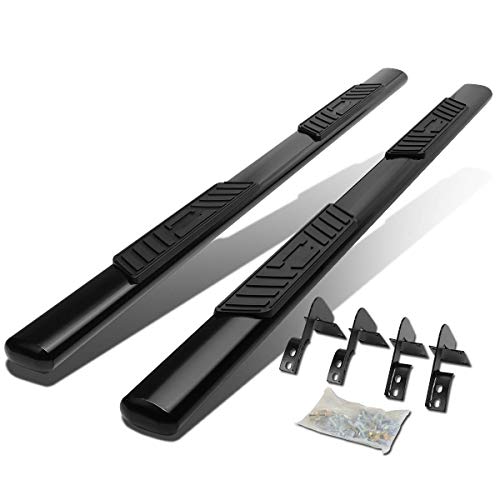 5 Inches Oval Tubing Side Step Nerf Bar Running Board Compatible with Ford F-250 350 450 550 Super Duty Crew Cab 99-16, Stainless Steel, Black Powdercoated