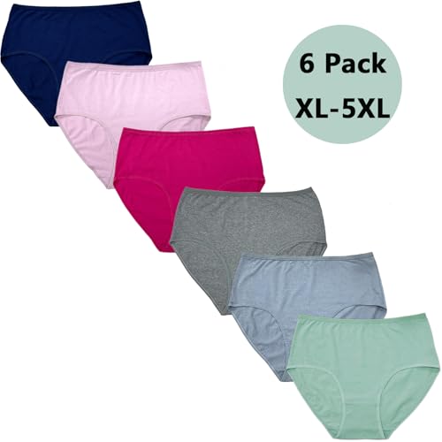 Women’s Plus Size Cotton Underwear Ladies Panties XL-5XL 6-Pack Mid Waist Briefs for Women2