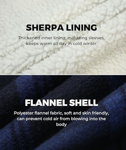Image of ZITY Men's Flannel Hooded Jacket Fleece Sherpa Lined Plaid Shirts Jackets Zip Up Sweatshirt Hoodies for Men with 4 Pockets