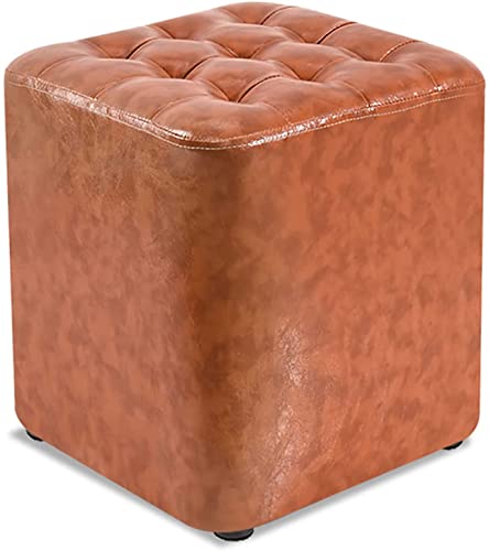 JIOWEUOE Changing Room Chair, Shoe Bench, Footstool, Round/Square, Made of Artificial Leather, with Foot Pads, Soft and Comfortable, Khaki Square, Dimensions: 31x31x35 cm,Khaki Square-31x31x35cm