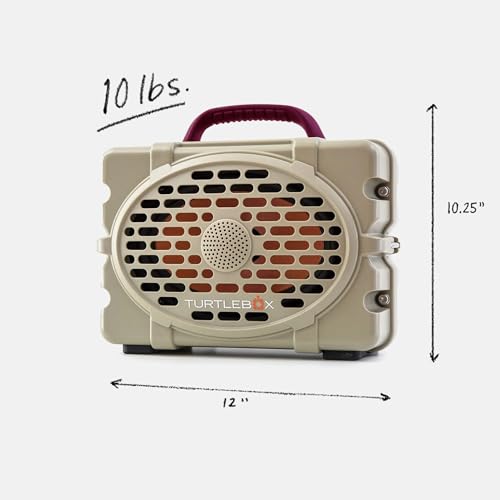 Image of Turtlebox Original Gen 3: Portable Outdoor Bluetooth Speaker - Ultra-Loud (120dB), Waterproof (IP67), Rugged, Impact-Resistant, 3-Day Battery | Party Mode: Unlimited Pairing Stereo, Tan /Maroon